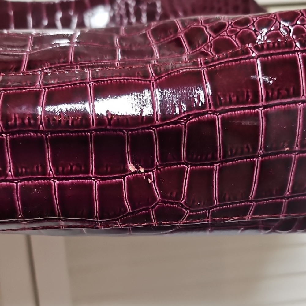 NWT Neiman Marcus Deep Purple Crocodile-Embossed Faux Leather Tote - Picture 7 of 12